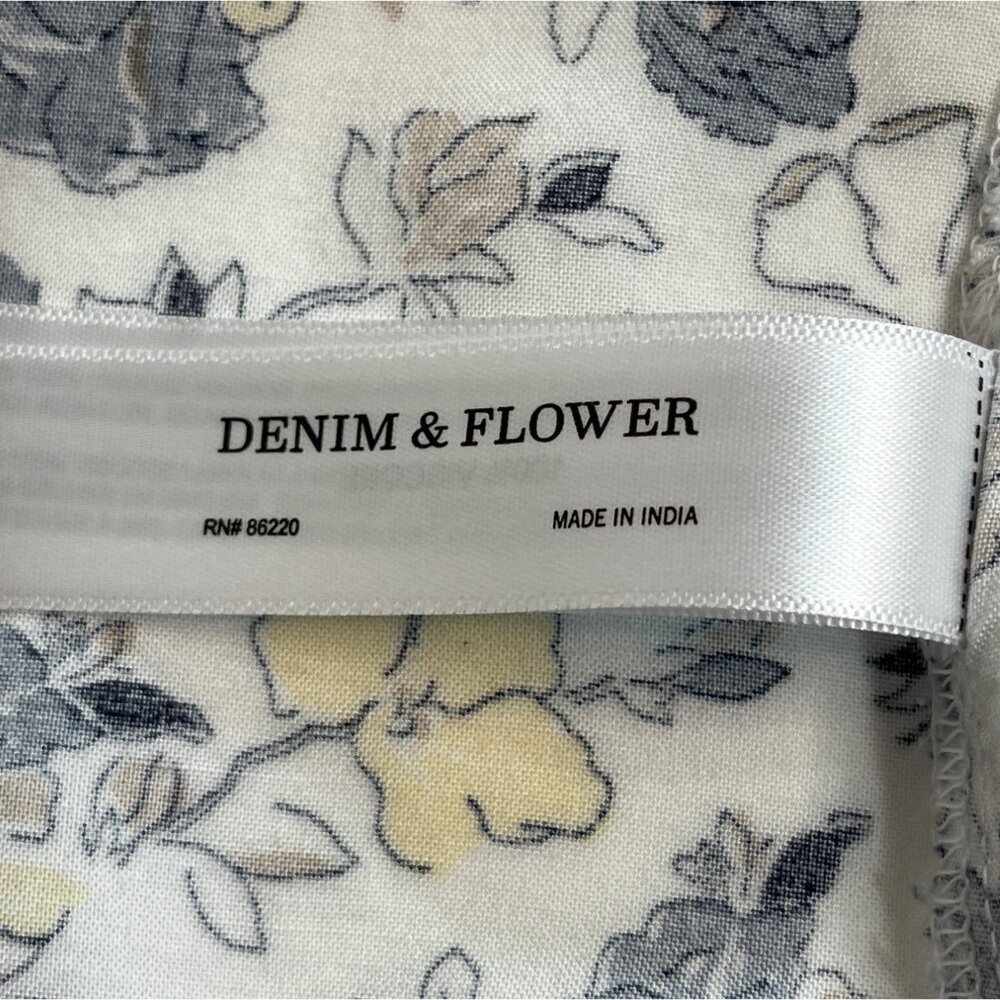 Denim & Flower Ricky Singh Floral Short Sleeve Button-Up Shirt White/Blue/Yellow - Picture 5 of 7